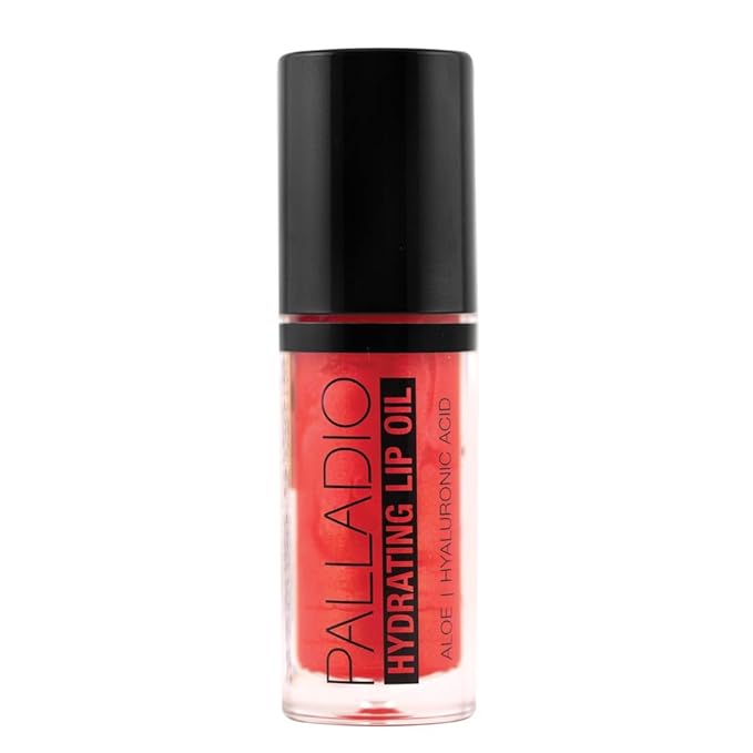 Palladio Hydrating Lip Oil Infused with Hyaluronic Acid, Non-Sticky Formula, Subtle shine with tinted sheer color, liquid lipstick, locks in moisture to prevent chapped lips 0.13 Oz. (BLING)