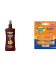 Hawaiian Tropic SPF 15 Tanning Oil Spray with Coconut Oil and Cocoa Butter, 8oz & Banana Boat SPF 50 Lip Sunscreen Twin Pack