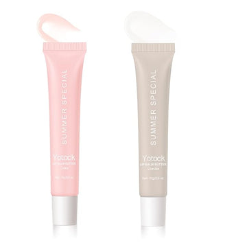 2 PCS Summer Lip Glossy Butter Balm Set, Tinted Lip Balm Long-Lasting Hydrating and Moisturizer, Glitter Lip Glossy Soften Dry Lips and Lip Care, Christmas, Birthdays Gifts for Women and Teen Girls
