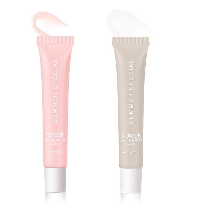 2 PCS Summer Lip Glossy Butter Balm Set, Tinted Lip Balm Long-Lasting Hydrating and Moisturizer, Glitter Lip Glossy Soften Dry Lips and Lip Care, Christmas, Birthdays Gifts for Women and Teen Girls