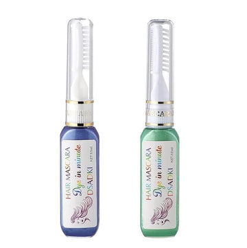 Temporary Hair Color Mascara Washable Hair Dye Stick Non-toxic Instant Hair Chalk Dye for Girls Women (Light Purple+Green)