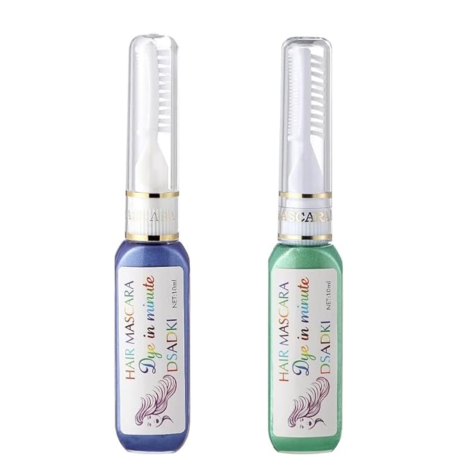 Temporary Hair Color Mascara Washable Hair Dye Stick Non-toxic Instant Hair Chalk Dye for Girls Women (Light Purple+Green)