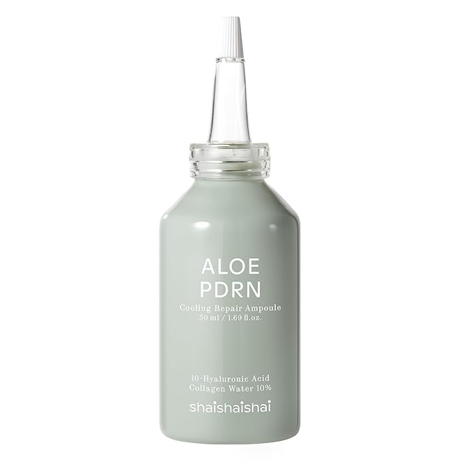 shaishaishai ALOE PDRN Cooling Repair Ampoule, 10% Vegan Collagen, 10 Types Hyaluronic Acid, Cooling Hydration & Soothing, Glow Serum, Korean Skincare, 1.69 Fl Oz