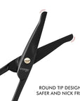 LIVINGO 3.75" Premium Nose Hair Scissors, Curved Safety Blades with Rounded Tip for Trimming Small Details Facial Hair, Ear Hair, Eyebrow (Black)