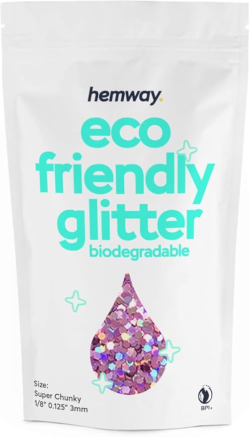 Hemway Biodegradable Glitter Eco Friendly - 100g/3.5oz Bio Cosmetic Safe Sparkle Vegan for Face Eyeshadow Body Hair Festival Makeup Craft - Super Chunky (1/8" 0.125" 3mm) - Pink Holographic