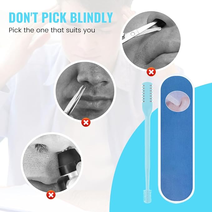 2025 New 2 in 1 Nasal Hair Cutter, Double Sided Nose Hair Knife Nostril Hair Remover Tool, Manual 360° Rotating Nose Hair Trimmer, Mini Noses Hair Remover Tool for Women and Men (Beige, 12 Pcs)