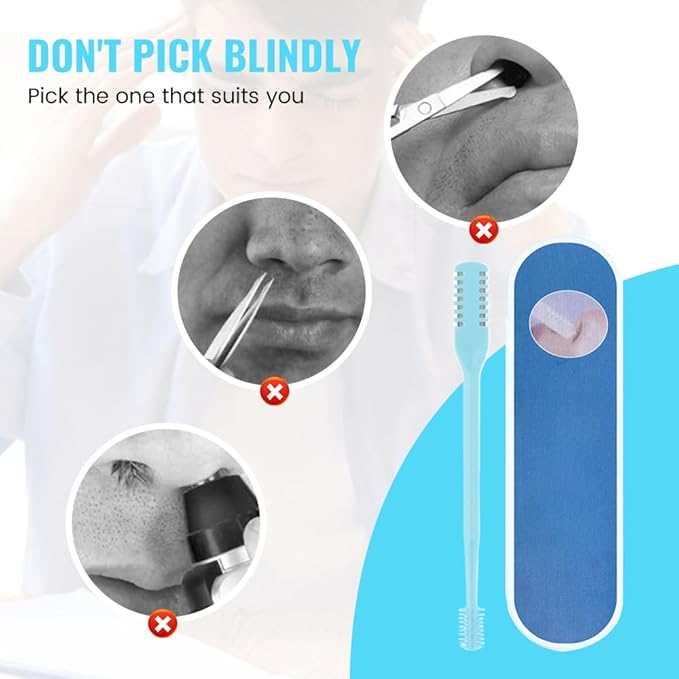 2025 New 2 in 1 Nasal Hair Cutter, Double Sided Nose Hair Knife Nostril Hair Remover Tool, Manual 360° Rotating Nose Hair Trimmer, Mini Noses Hair Remover Tool for Women and Men (Pink, 6 Pcs)