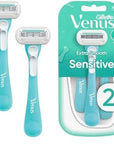 Gillette Venus Extra Smooth Sensitive Disposable Razors for Women with Sensitive Skin, 2 Count (Pack of 2)
