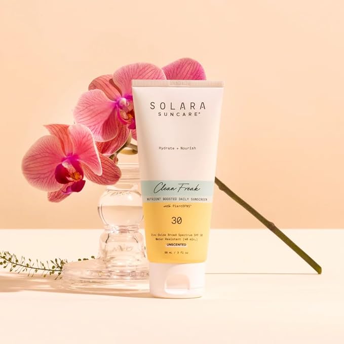 Solara Suncare - Clean Freak Nutrient Boosted Sunscreen, SPF 30 (Sport) | EWG Verified, Vegan, Cruelty Free, Reef friendly | Unscented, Zinc Oxide Broad Spectrum, Water Resistant (3 fl oz | 90 ml)