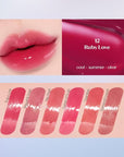 ETUDE Over Glowy Lip Stain Tint #12 Ruby Love | Non-Sticky Vegan Lip Tint | Moisturized & Long-lasting Lip Gloss | Daily Tint for Dry Lips, Korean Makeup