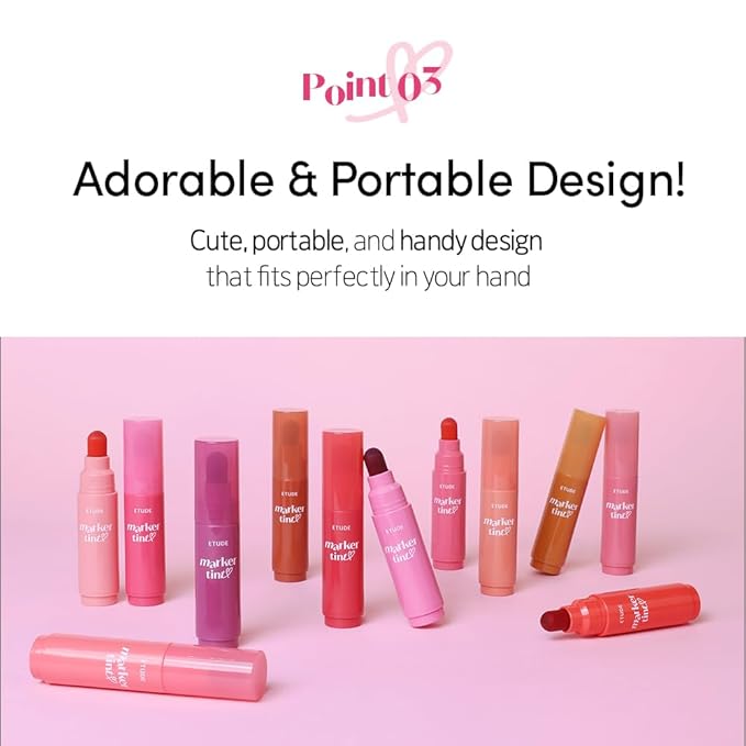 ETUDE Dear Darling Marker Tint #11 Black Currant | Hydrating & Long Lasting Lip Stain | High Pigmented Lip Maker with Easy Drawing Tip | Korean Daily Lip Tint, Korean Makeup, Kbeauty