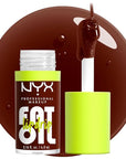 NYX PROFESSIONAL MAKEUP Fat Oil Lip Drip, Moisturizing Lip Oil Gloss, Vegan Tinted Formula, Up to 12 HR Hydration - Status Update (Rich Chocolate)
