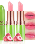 evpct 2Pcs Peach Tinted Lip Balms PH Lip Color Changing Lipstick Balm Stains Set Queen for Women Girls Korean Mood Color Change Light Pink Lipstick