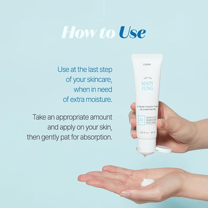ETUDE SoonJung 2x Barrier Intensive Cream 60ml (21AD) | Hypoallergenic Shea Butter Hydrating Facial Cream for Sensitive Skin, Water-oil Balance & Panthenol for Damaged Skin | Korean Skin Care
