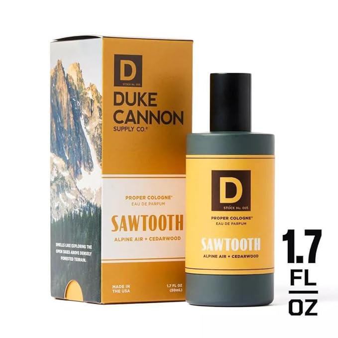 Duke Cannon Proper Cologne Sawtooth | Men's Eau de Parfum | Alpine Air and Cedarwood | Fresh, Woodsy, Long-Lasting Scent | 1.7 fl oz