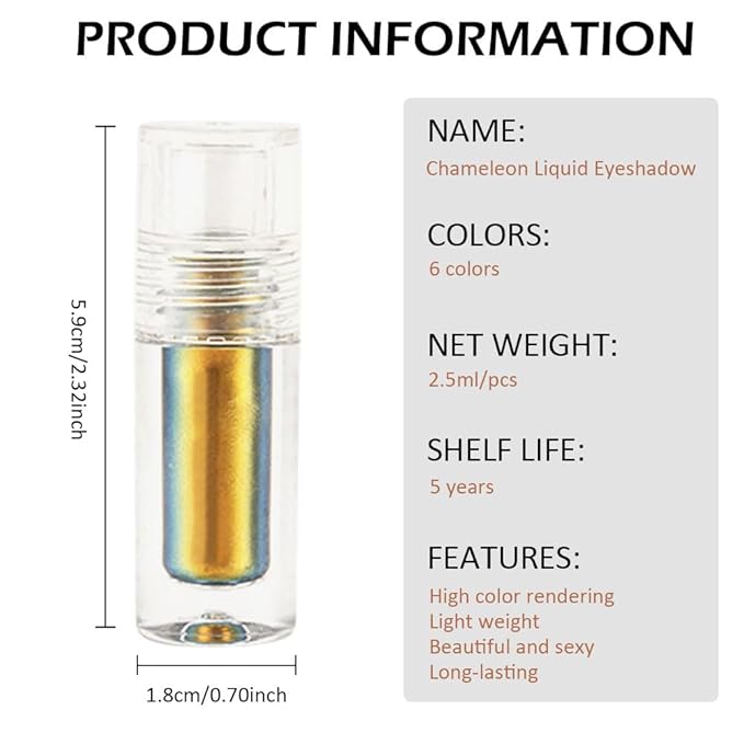 AMY'S DIARY Duochrome MultiChrome Chameleon Liquid Metallic Eyeshadow, High-Impact Multi-Dimensional Finish,Green Gold Silky Smooth and High Pigment Holographic Glitter Eyeshadow Makeup (#01)