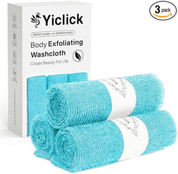 Yiclick Exfoliating Washcloth Towel【3 Pack】- Exfoliating Body Scrubber Exfoliator, Back Scrubber for Shower Bath, Exfoliate Rags Wash Cloths, Loofah Lufa Sponge, Body Scrub & Exfoliation Women Men