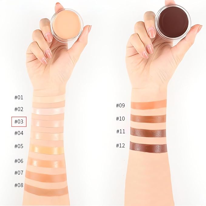 Kaely Cream Pot Concealer Full Coverage Makeup Set, Under Eye Brightener Color Correcting Concealer for Dark Circles, Waterproof Foundation Palette with Brush, Eye Ring Corrector de ojeras, 03