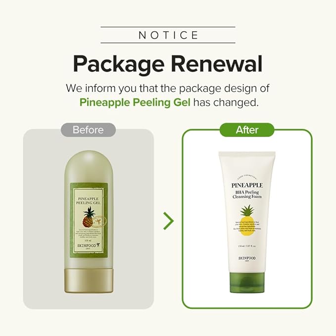 SKINFOOD Pineapple Peeling Gel 3.38 fl.oz. (100ml) - Pineapple & Aloe AHA Deep Facial Exfoliating Gel, Eliminates Sebum, Skin Clear and Blemish-Free - Dead Skin Remover for Face - Facial Peel