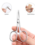 LIVINGO Premium Curved and Rounded Nose Hair Scissors for Men, 2 PC Set Nail Cuticle Manicure Scissors Shears Kit for Beard/Mustache, Ear, Facial Hair, Eyebrows, Eyelashes for Women
