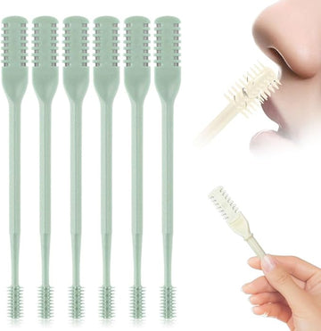 2025 New 2 in 1 Nasal Hair Cutter, Double Sided Nose Hair Knife Nostril Hair Remover Tool, Manual 360° Rotating Nose Hair Trimmer, Mini Noses Hair Remover Tool for Women and Men (Green, 6 Pcs)