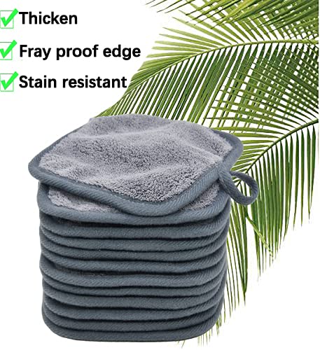 Makeup Remover Cloths for Face, Eye, Lips - Reusable Makeup Remover Pads Soft Microfiber Facial Cleansing Cloths 5 x 5 inch 6 Pack (Gray)