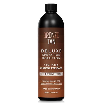 Bronze Tan Dark Spray Tan Solution – Professional Airbrush Tanning Liquid for Spray Tan Machines – Sunless Self-Tanning Formula for Salon & Home Use – Streak-Free, Natural Bronze Glow, 250ml