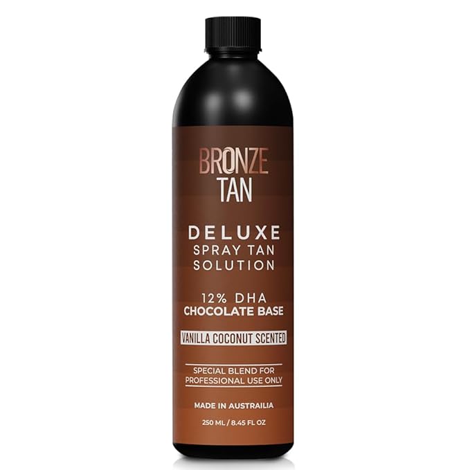 Bronze Tan Dark Spray Tan Solution – Professional Airbrush Tanning Liquid for Spray Tan Machines – Sunless Self-Tanning Formula for Salon & Home Use – Streak-Free, Natural Bronze Glow, 250ml