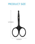 LIVINGO 3.75" Premium Nose Hair Scissors, Curved Safety Blades with Rounded Tip for Trimming Small Details Facial Hair, Ear Hair, Eyebrow (Black)