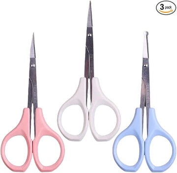 Hair Trimming Scissors Set, Grooming Scissors for Facial Hair, Nose Hair, Mustache, and Beard Grooming, Stainless Steel Eyebrow Scissors