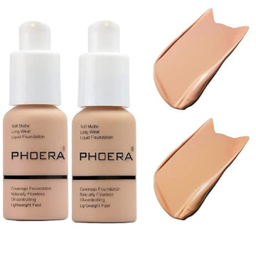 2 Pack PHOERA Foundation 103# Warm Peach and
