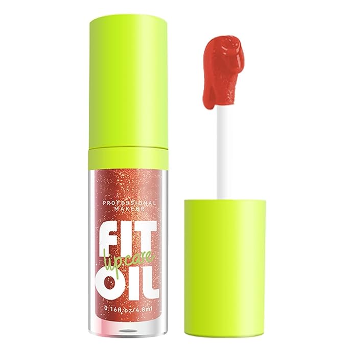 8 Colors Hydrating Lip Oil, Big Brush Head Lip Glaze Shiny Transparent Lip Glow Oil 0.35 Fl Oz, Glossy Finish (# 06)