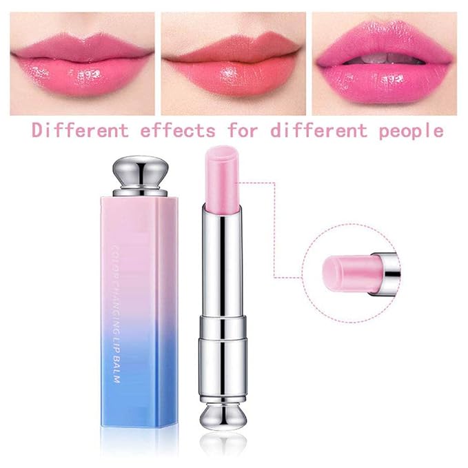 evpct 3Pcs Peach Strawberry Orange Color Changing Change Lipstick Lip Balm Set for Women Korean Magic Lipstick Color Change Changing Lip Tint Tinted Stain Balm Long Lasting Waterproof Crystal Lipstick