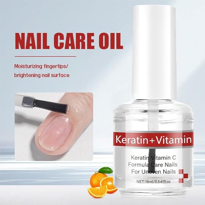 Keratin + Vitamins C Nail & Cuticle Oil, Keratin Protein Nail Moisturizes And Strengthening Care, Impove Cracked Nails & Rigid Cuticles, Deep Moisture For Nails And Cuticles For Nail Growth