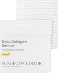 SUNGBOON Editor Deep Collagen Retinol Power Boosting Pads | Deep Hydration, Skin Elasticity for Dry Skin, Wrinkles, Korean Moisturzier, Korean Skincare, Toner Pads - 100 Count