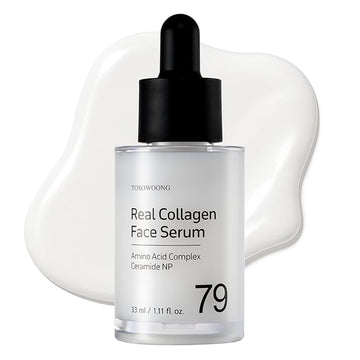 TOSOWOONG Real Collagen Face Serum, Hydrating & Firming Serum with hydrolyzed collagen, Hyaluronic Acid, Plumps, Sagging Skin, Reduces Fine Lines and Wrinkles, Korean Skincare, 33ml / 1.11 fl. oz.