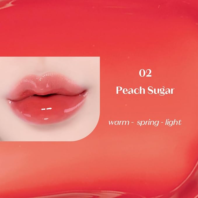 ETUDE Over Glowy Tint #2 Peach Sugar | Non-Sticky Vegan Lip Tint | Moisturized & Long-lasting Lip Gloss | Daily Lip stain for Dry Lips K-beauty