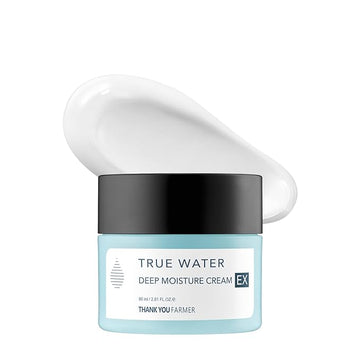 THANKYOU FARMER True Water Deep Moisture Cream EX - Hyaluronic Acid Moisturizer, Ceramide, Panthenol, Dermatologist Tested Korean Moisturizer for Face, Fragrance-free, 2.81 Fl Oz (80ml)