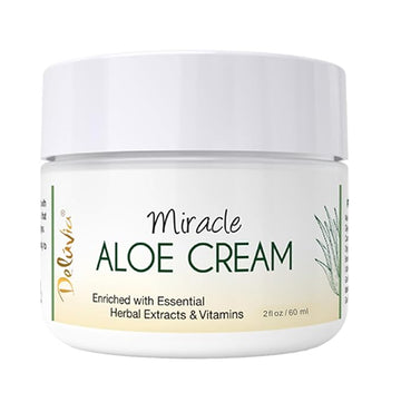 Deluvia Miracle Aloe Cream | Face & Body Moisturizer with Vitamin E & Organic Aloe Vera (2 Ounce (Pack of 1), Unscented)