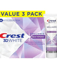 Crest 3D White Brilliance Vibrant Peppermint Teeth Whitening Toothpaste, 4.6 oz Pack of 3, Anticavity Fluoride Toothpaste, 100% More Surface Stain Removal, 24 Hour Active Stain Prevention