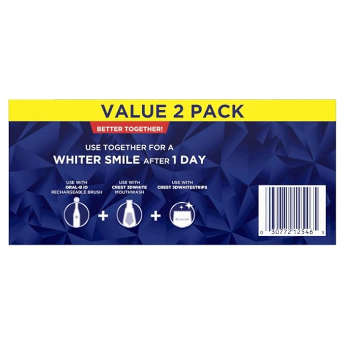 Crest 3D White Advanced Teeth Whitening Toothpaste, Radiant Mint, 3.3 oz, Pack of 2