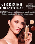LUMINESS Silk Airbrush Spray Foundation 2-PC Kit - Foundation & Dual-Sided Angled Makeup Brush - Buildable Coverage, Anti-Aging Formula, Humidity Resistant, Hydrates & Moisturizes, Light Warm