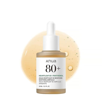 Anua Heartleaf 80 Soothing Ampoule, Hydration Facial Serum for Glass Skin, Panthenol, Hyaluronic Acid, Non-Greasy, Gentle Formula, Lightweight Essence, Vegan, Korean Skin Care, 30ml/1.01 fl.oz