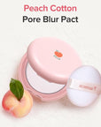 SKINFOOD Peach Cotton Pore Blur Pact - Sebum Control Pack with Silky Texture - Long Lasting Makeup Fixing - Pore Primer with Mineral Powder for Oily Skin - Stocking Stuffers - Pore Quick Minimizer