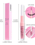evpct Nude Pink Metallic Glitter Lip Liner and Lipstick Combo Lip Gloss Stain Set Makeup for Women Long Lasting Waterproof 24, Baby Pink Metallic Shimmer Frosted Iridescent Glossy Liquid Lipstick 19