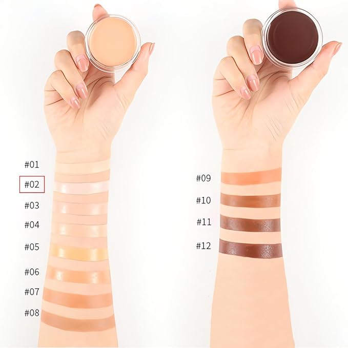 Kaely Cream Pot Concealer Full Coverage Makeup Set, Under Eye Brightener Color Correcting Concealer for Dark Circles, Waterproof Foundation Palette with Brush, Eye Ring Corrector de ojeras, 02