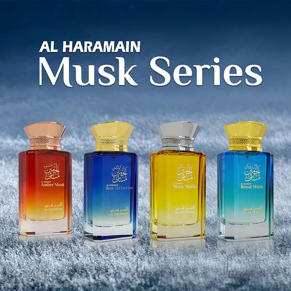 Al Haramain Musk Collection - Cologne for Men - Long Lasting Woody Floral Musk Fragrance with Notes of Lemon, Jasmine, Rose, Musk, Sandalwood, Cedar, Patchouli - Arabic Eau de Parfum - 3.4oz EDP Spray