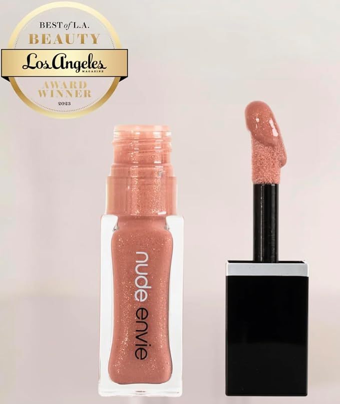nude envie - Lip Gloss - High-Shine Finish - Moisturizing & Easy Application - Luxury Hydration - Non-Sticky Formula - With Vitamin E & Glycine Soja Oil - Vegan, Paraben-Free & Cruelty-Free - Sweet