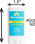 DERMATONE Anti-Chafe Body Stick | 2-Pack | Fragrance Free Skin Balm | Prevent Friction & Chafing | Use for thigh, arm, chest, butt, ball rubbing | Travel/Small 0.45oz sticks