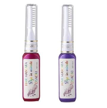 Temporary Hair Color Mascara Washable Hair Dye Stick Non-toxic Instant Hair Chalk Dye for Girls Women (Purple+Pink)